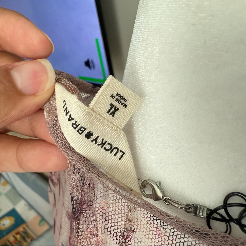 Lucky Brand Floral Mesh Ruffle Dress NWT XL | Boho Romantic Cottagecore - Picture 6 of 8